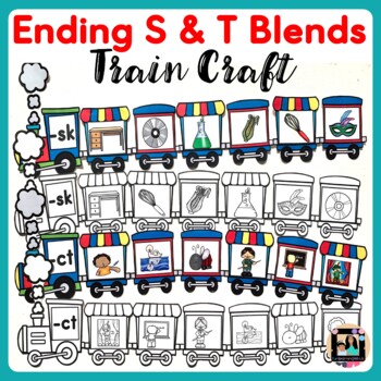 Preview of Consonant Ending S & T Blends Train Craft Activity | Blends Craft  Activity