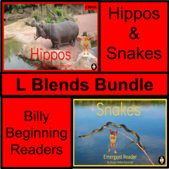 Preview of Consonant L Blends Guided Reading Hippos and Snakes Bundle