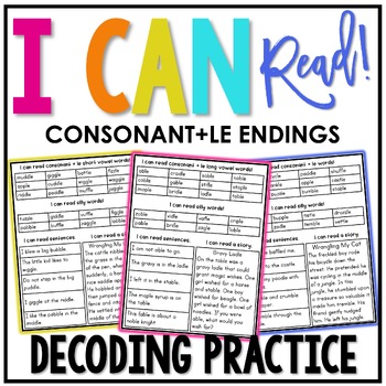 Preview of Consonant LE Decoding Drills FREEBIE Final Stable Syllable Real & Nonsense Words