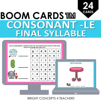 Preview of Consonant LE Word Endings BOOM CARDS / Digital Task Cards