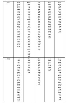 Consonant & Short Vowel Word List By Marvelous Mrs Mccarthy 