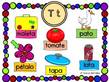 Consonant T worksheets in Spanish/PDF by Tesoros del saber | TpT