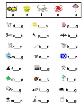 Consonant Vowel Consonant - Read, Initial, Medial, Final (a E I O U 