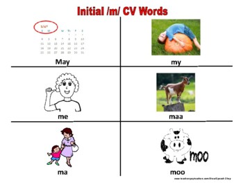 Consonant Vowel Words Cv Early Sound Development M B P T D K G H