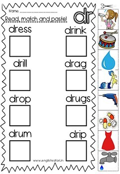 Preview of Consonant r blends-  'dr' Read, match and paste