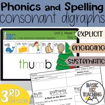 Preview of Consonant digraphs digital and print phonics and spelling lessons