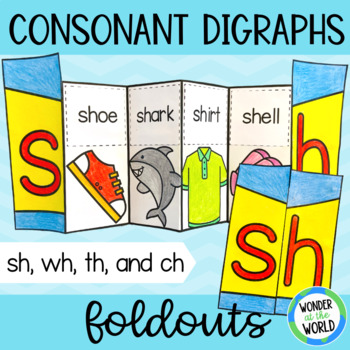 Preview of Consonant digraphs foldable cut and paste activity ch th wh sh beginning sounds