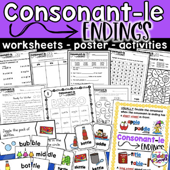 Preview of Consonant - le Endings Worksheets  Poster Activities