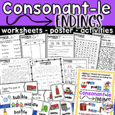 Consonant - le Endings Worksheets  Poster Activities