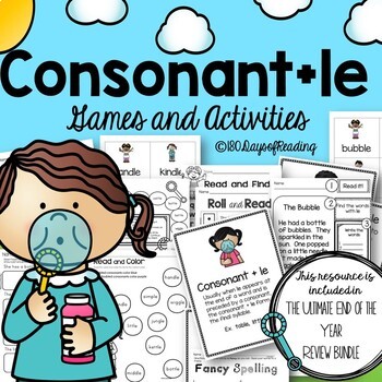 Preview of CONSONANT LE Final Stable Syllable bubble Worksheets Activities with -le Ending