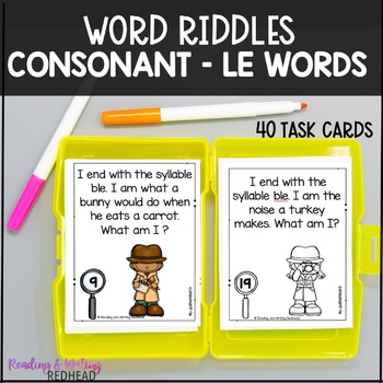 Preview of Consonant le Phonics Riddles Word Work | Final Stable Syllables
