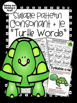 Preview of Consonant + le Syllable Pattern Word Work! Turtle Words! No Prep