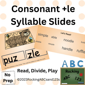 Preview of Consonant +le Syllable type lesson slides: Read, Spell, Play Games