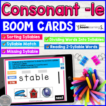 Preview of Consonant le Syllables Boom Cards™ Distance Learning