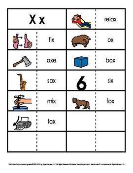 Consonant Digraph Word Sorts With Pictures Letter X By Lauren Erickson