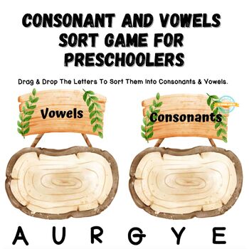 Preview of Consonants And Vowels Sorting Game For Preschoolers Boom Cards