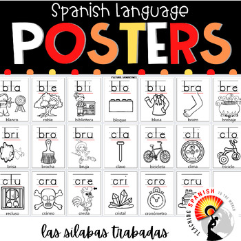 Preview of Consonant Blends in Spanish Posters Sílabas Trabadas