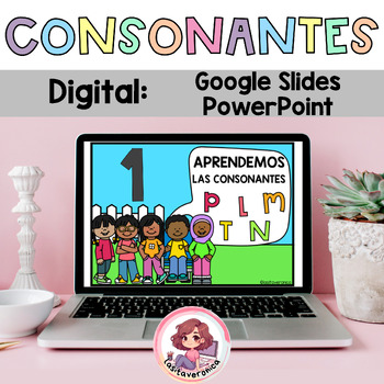 Preview of Consonants Sounds Phonics Consonantes 1 Digital PowerPoint Google Slides Spanish