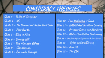 Preview of Conspiracy Theory Slides/Labels for Research 