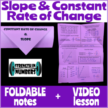 Preview of Constant Rate of Change & Slope Foldable Notes + Video Lesson