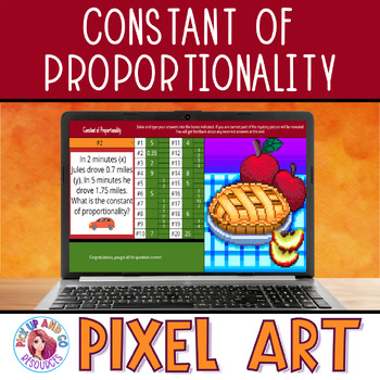 Preview of Constant of Proportionality Activity Thanksgiving Fall Math Pixel Art Activity