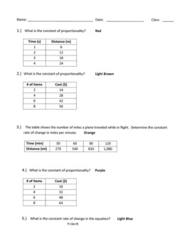 6.7 homework constant of proportionality answer key