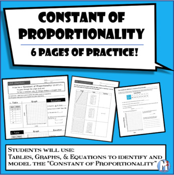 Preview of Constant of Proportionality (aka Unit Rate) Six pages of activities!