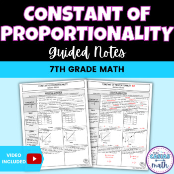 Preview of Constant of Proportionality Guided Notes Lesson 7th Grade Math