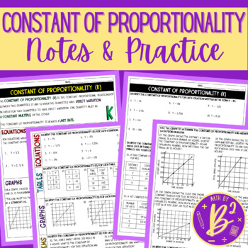 Preview of Constant of Proportionality Guided Notes and Practice Worksheet