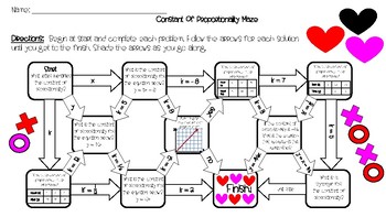 Preview of Constant of Proportionality Maze - Valentine's Themed