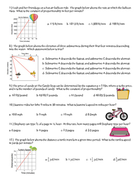 Constant Of Proportionality Worksheet 7th Grade