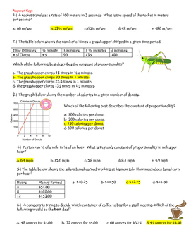 Constant of Proportionality Quiz ~ 7th Grade Math by Math Maker TPT