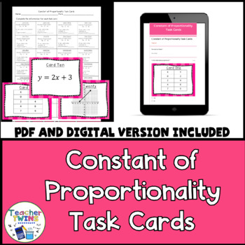 Preview of Constant of Proportionality Task Cards-Digital and Print