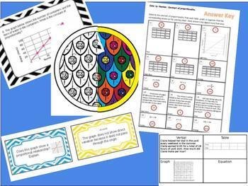 Preview of Constant of Proportionality Task Cards & Direct Variation Flash Card Bundle