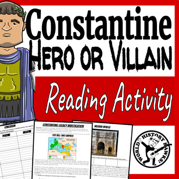 Preview of Constantine History Hero or Villain Ancient Rome Roman Empire Reading Activity