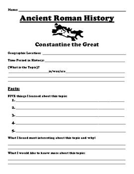 Preview of Constantine the Great "5 FACT" Summary Assignment