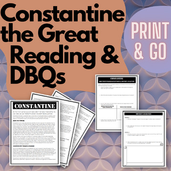 Preview of Constantine the Great Reading & Source Analysis and DBQs (Great for Subs)