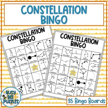 Preview of Constellation Bingo Game - 35 Unique Cards Included