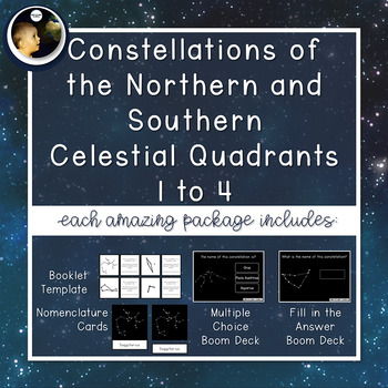 Preview of Constellations | North & South Celestial Quads 1-4 | Boom Cards™ + Nomenclatures