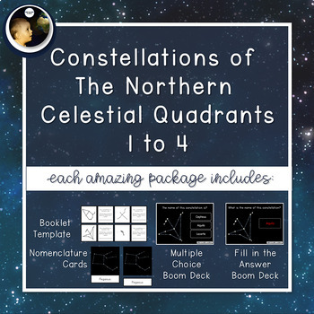 Preview of Constellations | Northern Celestial Quadrants 1-4 | Boom Cards™ + Nomenclatures
