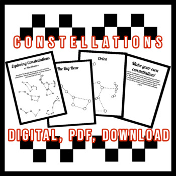 Preview of Constellations & Stars w/ Pipe Cleaner Editable Activity Worksheet