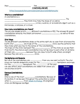 Constellations And Asteroids Webquests S2e1 S4e1 By Made In Upper Grades