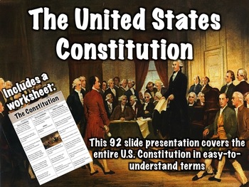 Preview of US Constitution Presentation and Worksheet