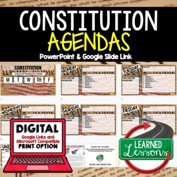 Preview of Constitution Agenda PowerPoint & Google Slides, Civics Agenda