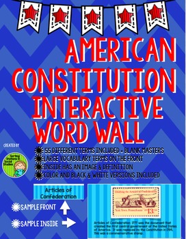 Preview of Constitution & Branches of Government Interactive Word Wall