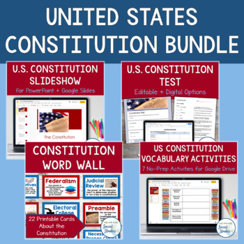 Preview of US Constitution Bundle: Slideshow, Activities, Word Wall, & Constitution Test
