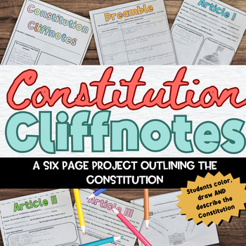 Preview of Constitution Cliffnotes Project | Color, Draw, and Describe