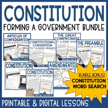 Preview of US Constitution Unit Bundle | Printable and Digital Lessons