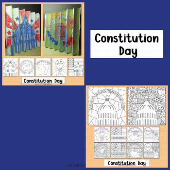 Preview of Constitution Day Activities Craft Coloring Pop Art Agamograph Math Board Packet