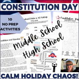Constitution Day Activities Puzzles Middle High School Sub